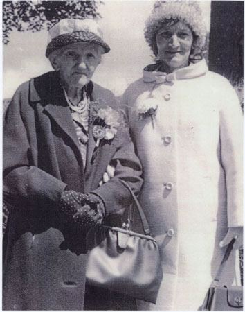 Copy of a photograph Bessie Hutchings and her daughter Lorna Bevan possibly at Peggy John's (nee Vaughan) wedding in 1962